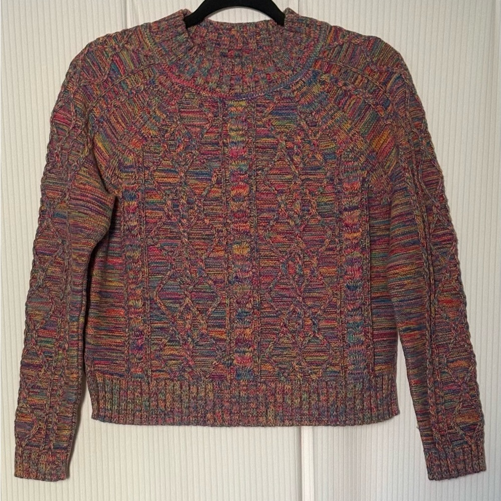 GAP Cable Knit Crew Neck Long Sleeve Multicolored Sweater Small